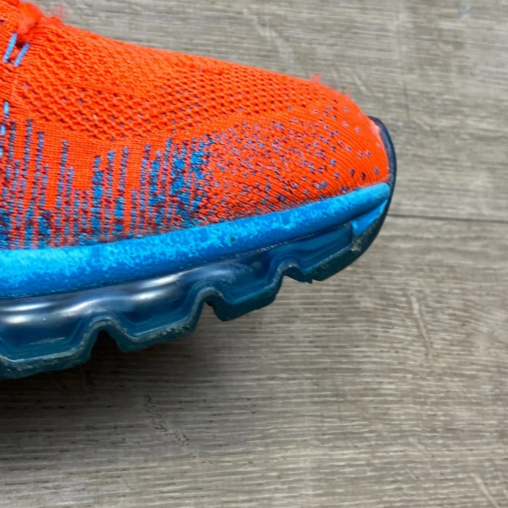 Nike Flyknit Max Running Shoes Mens 13 Orange Blue 620469-600 Air Max 1 of 2